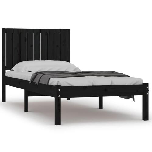 Sengestel 90x190 cm Single massivt fyrretræ sort