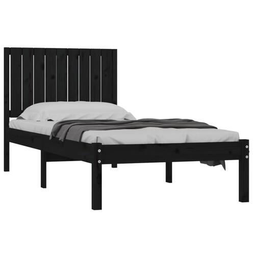 Sengestel 90x190 cm Single massivt fyrretræ sort