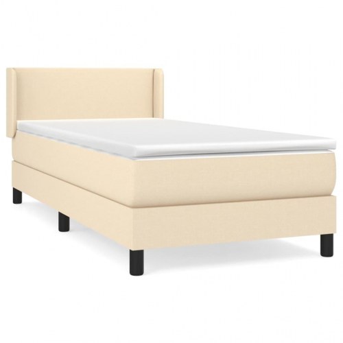 Kontinentalseng med madras 90x190 cm - stof, cremefarvet