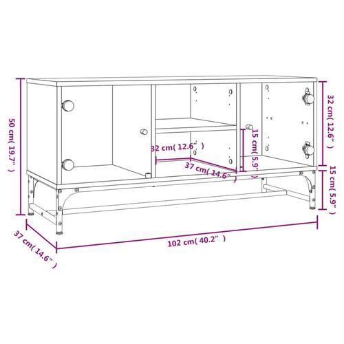 Skab med glaslåger 102x37x50 cm sonoma-eg