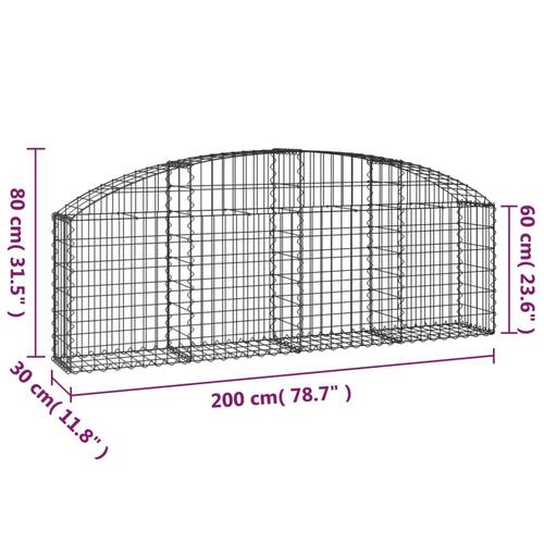 Buet gabionkurv 200x30x60/80 cm galvaniseret jern