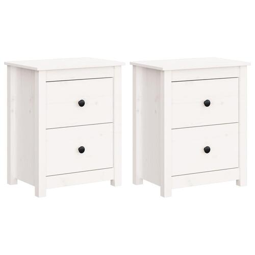 Sengeborde 2 stk. 50x35x61,5 cm massivt fyrretræ hvid