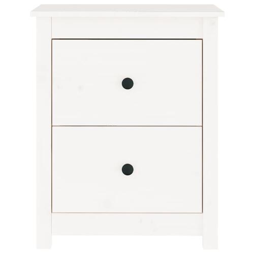 Sengeborde 2 stk. 50x35x61,5 cm massivt fyrretræ hvid