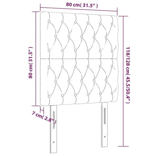 Sengegavl med LED-lys 80x7x118/128 cm stof blå