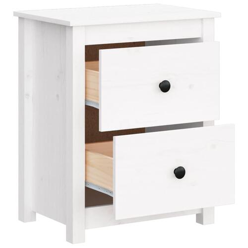 Sengeborde 2 stk. 50x35x61,5 cm massivt fyrretræ hvid