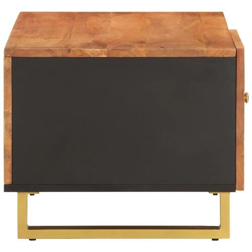 Sofabord 80x50x40 cm massivt mangotræ brun og sort