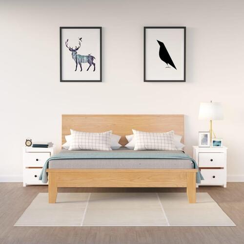 Sengeborde 2 stk. 50x35x61,5 cm massivt fyrretræ hvid