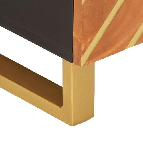Sofabord 80x50x40 cm massivt mangotræ brun og sort
