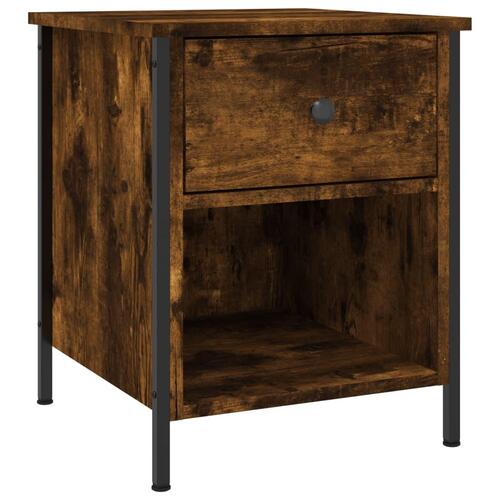 Sengeborde 2 stk. 40x42x50 cm konstrueret træ røget egetræ