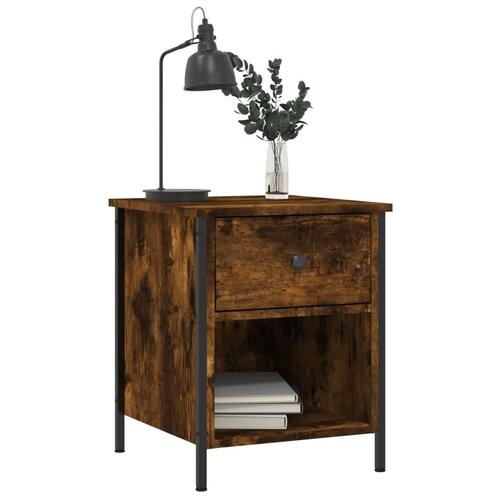 Sengeborde 2 stk. 40x42x50 cm konstrueret træ røget egetræ