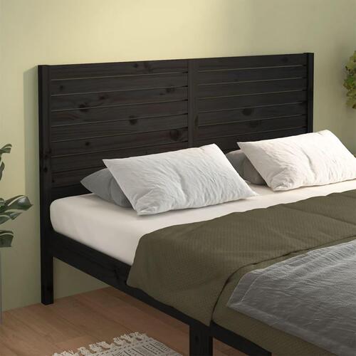 Sengegavl 156x4x100 cm massivt fyrretræ sort