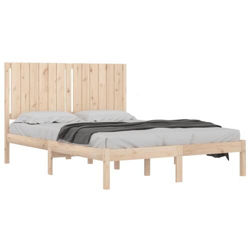 Sengeramme uden madras 135x190 cm massivt fyrretræ hvid