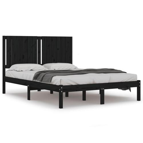 Sengeramme 140x190 cm massivt fyrretræ sort