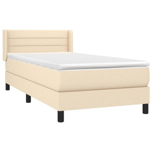Kontinentalseng med madras 90x190 cm - stof, cremefarvet