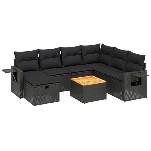 Sofasæt til haven 8 dele med hynder polyrattan sort