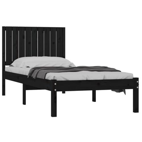 Sengeramme 90x200 cm massivt fyrretræ sort