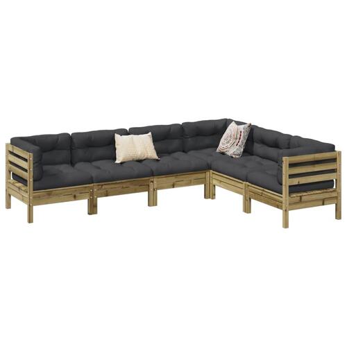 Sofasæt til haven 6 dele med hynder imprægneret fyrretræ