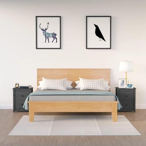 Sengeborde 2 stk. 50x35x61,5 cm massivt fyrretræ grå