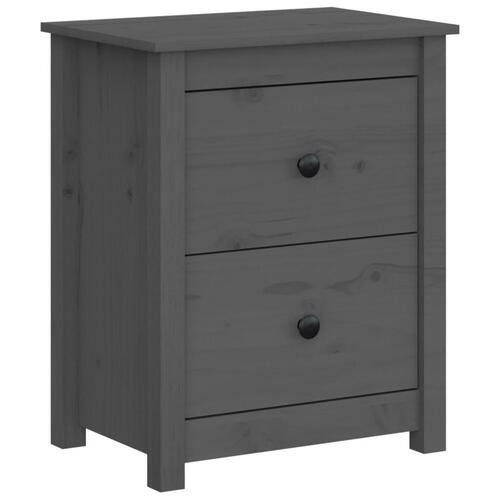 Sengeborde 2 stk. 50x35x61,5 cm massivt fyrretræ grå