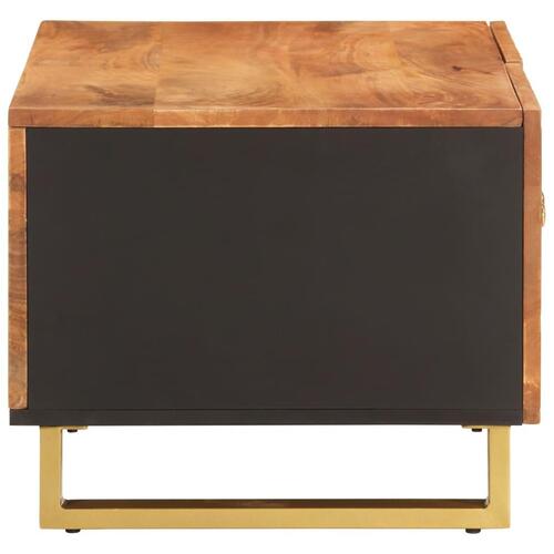 Sofabord 80x50x40 cm massivt mangotræ brun og sort