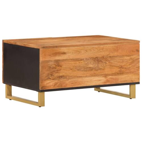 Sofabord 80x50x40 cm massivt mangotræ brun og sort