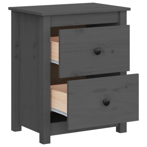 Sengeborde 2 stk. 50x35x61,5 cm massivt fyrretræ grå