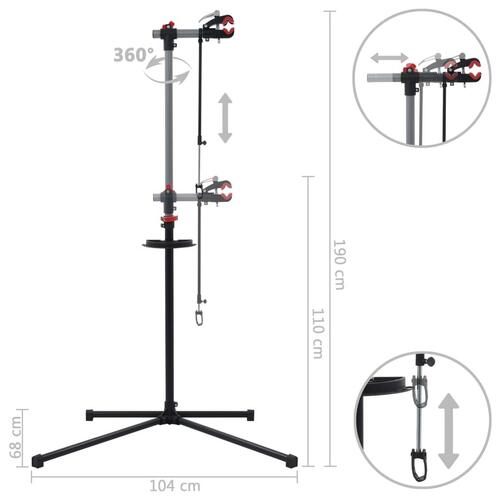 Reparationsstativ til cykler 104 x 68 x (110-190) cm stål sort