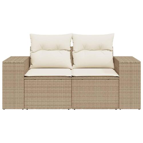 2-personers havesofa med hynder polyrattan beige