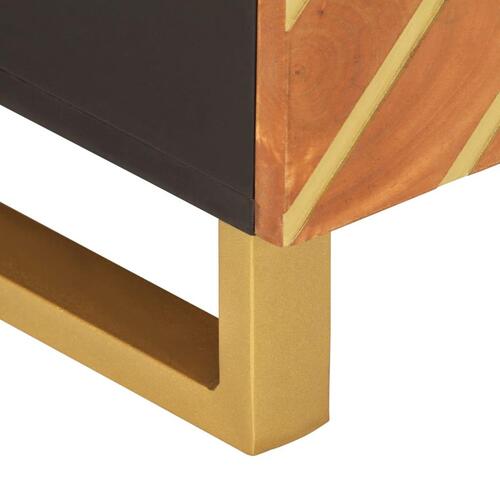 Sofabord 80x50x40 cm massivt mangotræ brun og sort