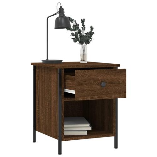 Sengeborde 2 stk. 40x42x50 cm konstrueret træ brunt egetræ