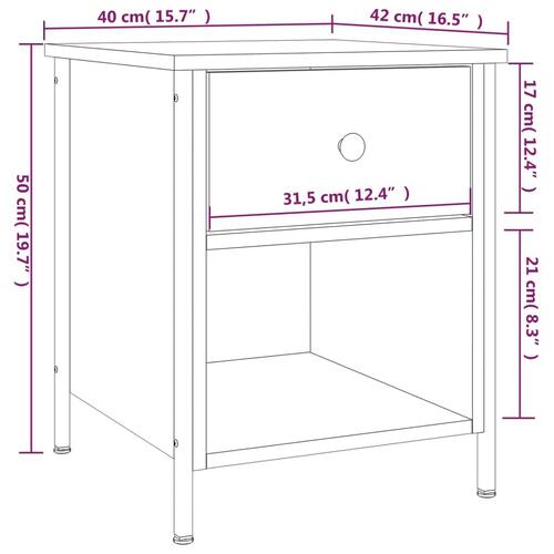 Sengeborde 2 stk. 40x42x50 cm konstrueret træ brunt egetræ