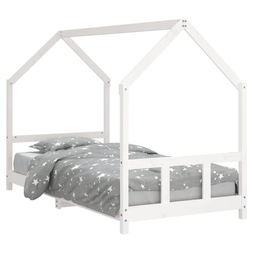 Sengeramme til juniorseng 90x190 cm massivt fyrretræ hvid
