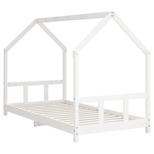 Sengeramme til juniorseng 90x190 cm massivt fyrretræ hvid