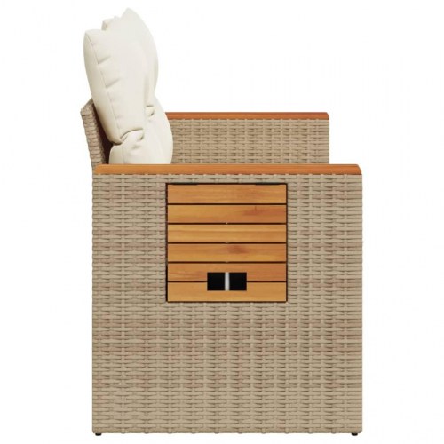 2-personers havesofa med hynder og sideborde - beige