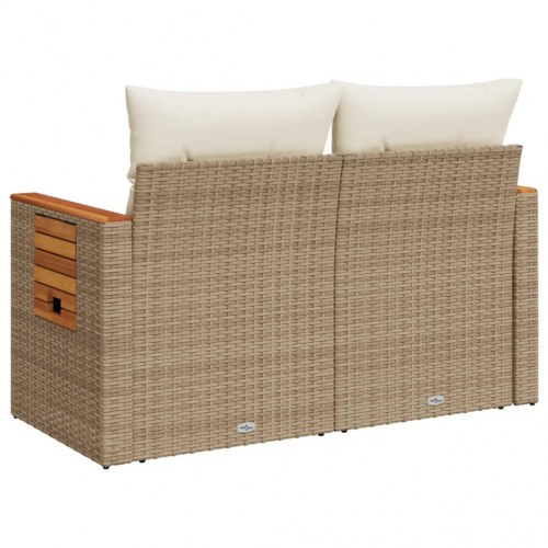 2-personers havesofa med hynder og sideborde - beige