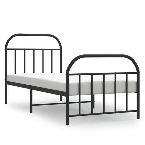 Sengeramme med sengegavl og fodgærde 90x200 cm metal sort