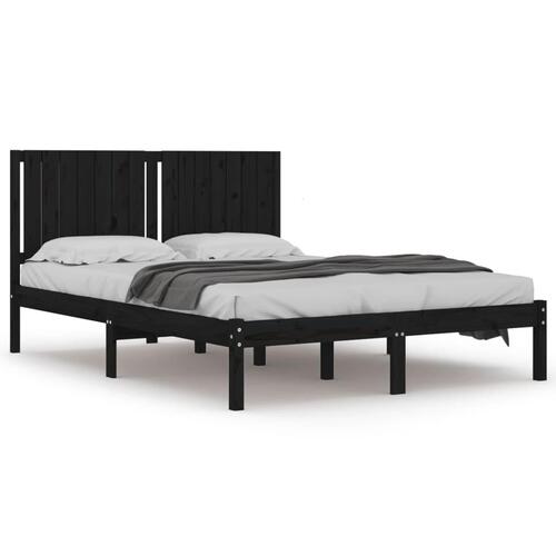 Sengeramme 160x200 cm massivt fyrretræ sort