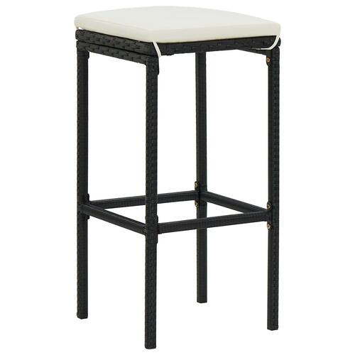Barstole med hynder 6 stk. polyrattan sort