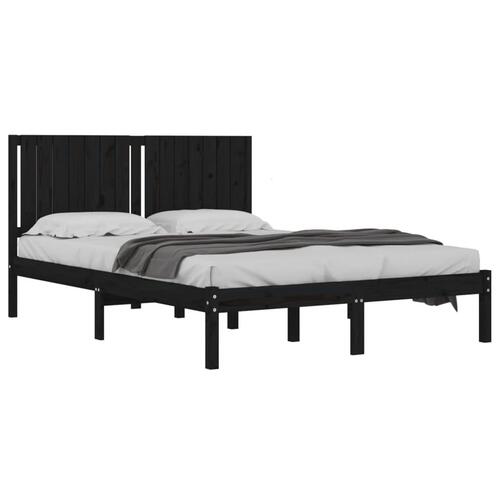 Sengeramme 160x200 cm massivt fyrretræ sort