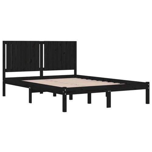 Sengeramme 160x200 cm massivt fyrretræ sort