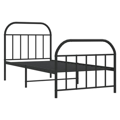 Sengeramme med sengegavl og fodgærde 90x200 cm metal sort