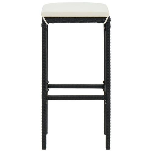 Barstole med hynder 6 stk. polyrattan sort