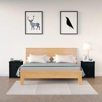 Sengeborde 2 stk. 50x35x61,5 cm massivt fyrretræ sort