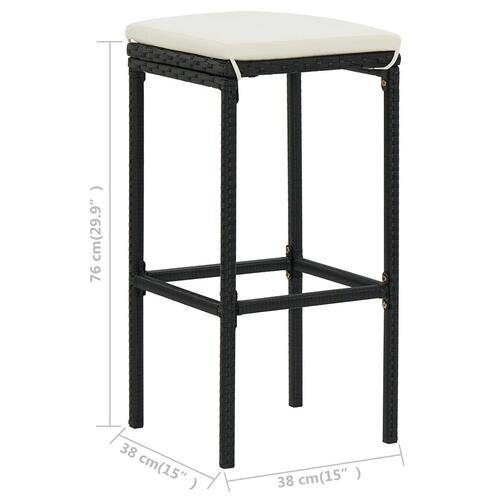 Barstole med hynder 6 stk. polyrattan sort