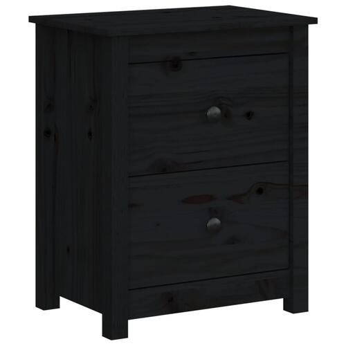 Sengeborde 2 stk. 50x35x61,5 cm massivt fyrretræ sort