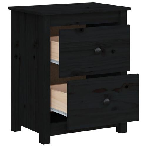 Sengeborde 2 stk. 50x35x61,5 cm massivt fyrretræ sort