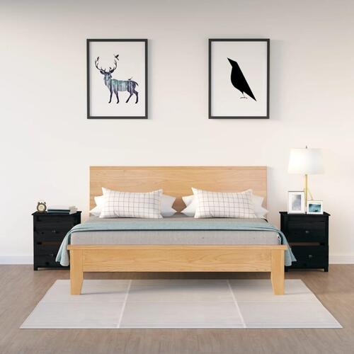 Sengeborde 2 stk. 50x35x61,5 cm massivt fyrretræ sort