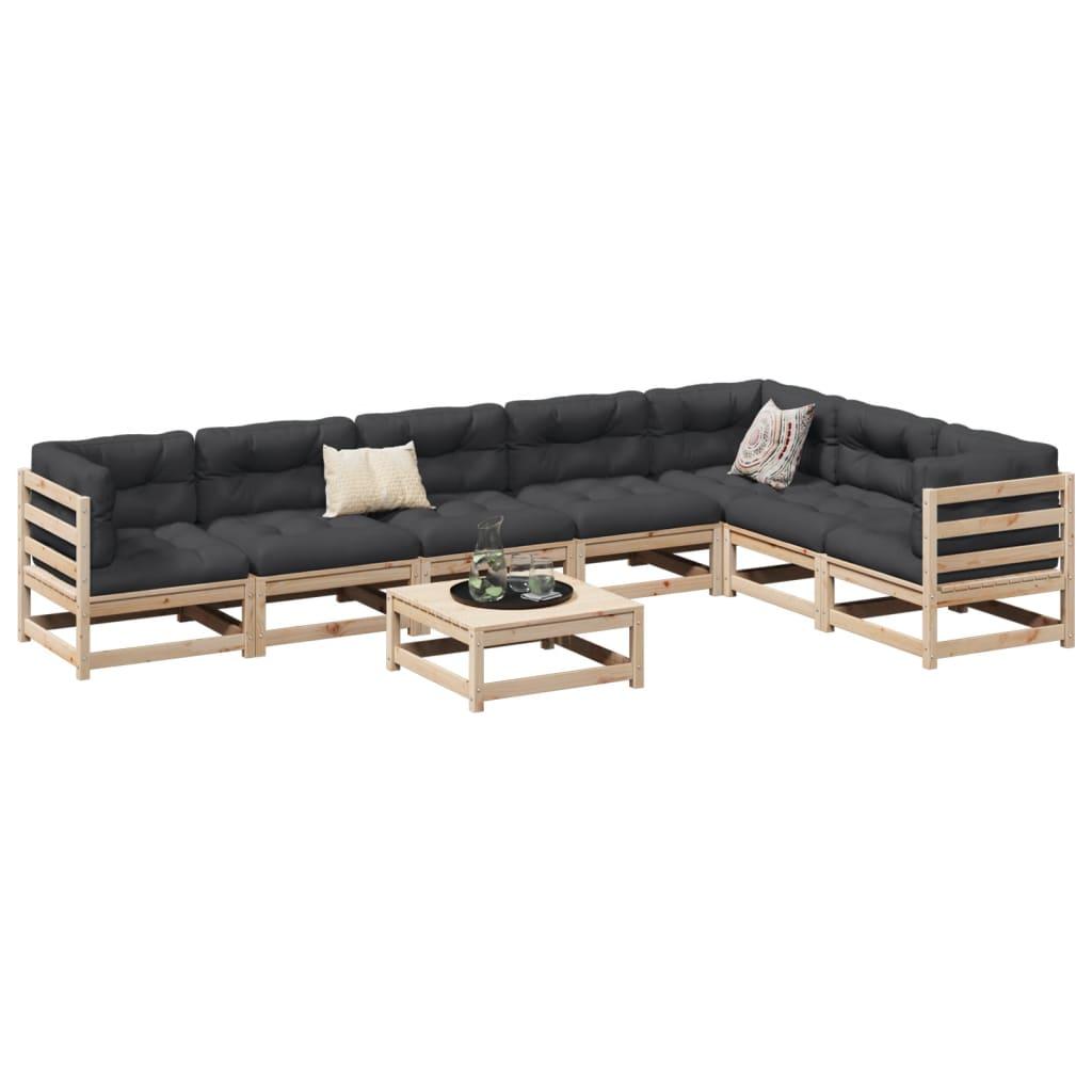 Sofasæt til haven 8 dele massivt fyrretræ