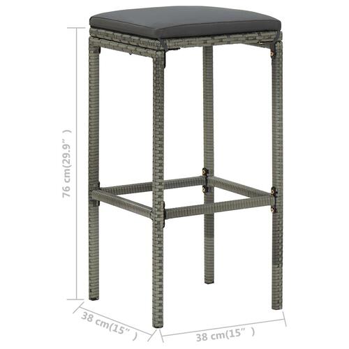 Barstole med hynder 6 stk. polyrattan grå