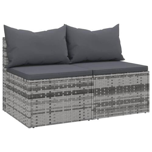 Midtermoduler til havesofa 2 stk. med hynder polyrattan grå